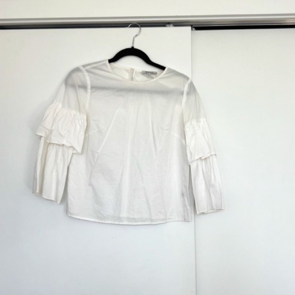 Madwell Layered Sleeve White Blouse, size XS